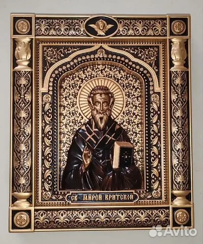Подарочная икона резная Мирон Критский