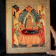 Подарочная икона "Успение Богородицы" дерево, ручная работа — фотография 1