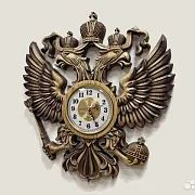 Резные часы с гербом РФ из ясеня — оригинальный подарок — фотография 3