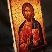 Икона "Христос Вседержитель" + подставка — необычный подарок — фотография 5