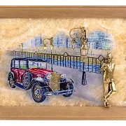 Бронзовая картина «Связь времён. Парень с розой» с росписью и подсветкой — оригинальный подарок — фотография 2