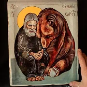 Икона " Серафим Саровский" 36*30 см — необычный подарок — фотография 1