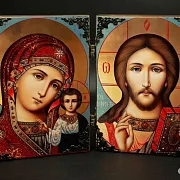 Складень деревянный. Венчальная пара Казанская Бог — красивый подарок — фотография 1