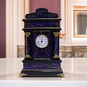 Подарочные каминные часы из чароита и долерита — фотография 1