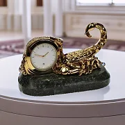 Ручная работа: Настольные часы «Скорпион» из бронзы и змеевика — фотография 1