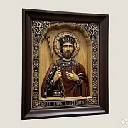 Святой Царь Константин икона резная из дерева в подарок — фотография 2