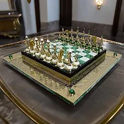 На память: Шахматы из малахита — фотография 1
