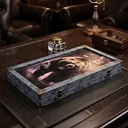 На память: Нарды под стеклом «Свирепый медведь» — фотография 2